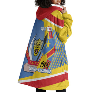 DR Congo Independence Day Personalized Wearable Blanket Hoodie Congo-Kinshasa Coat Of Arms Style
