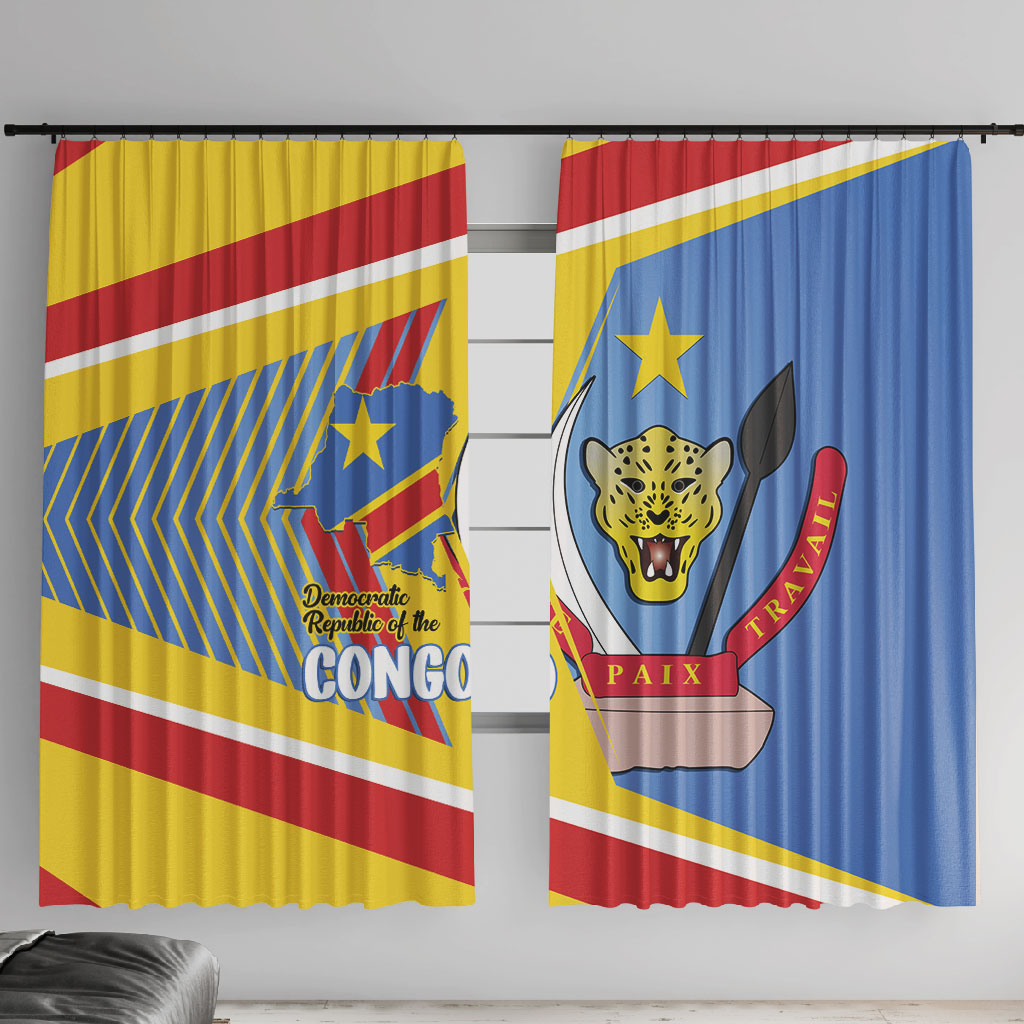 DR Congo Independence Day Window Curtain Congo-Kinshasa Coat Of Arms Style