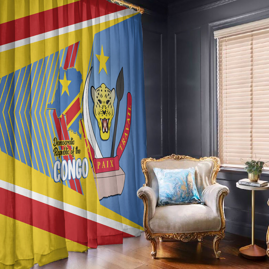 DR Congo Independence Day Window Curtain Congo-Kinshasa Coat Of Arms Style