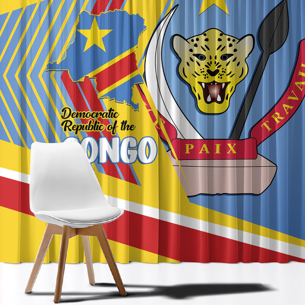 DR Congo Independence Day Window Curtain Congo-Kinshasa Coat Of Arms Style