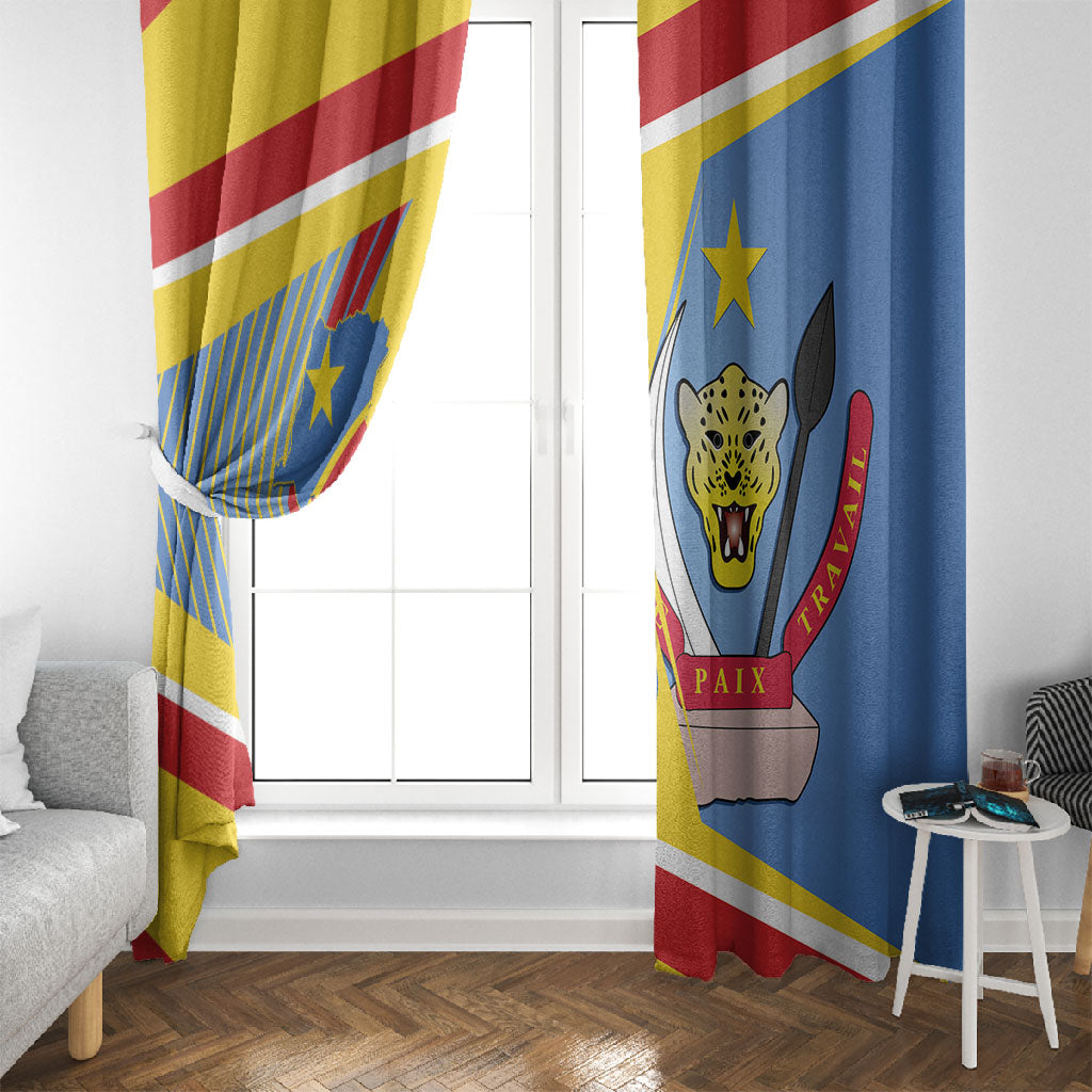 DR Congo Independence Day Window Curtain Congo-Kinshasa Coat Of Arms Style