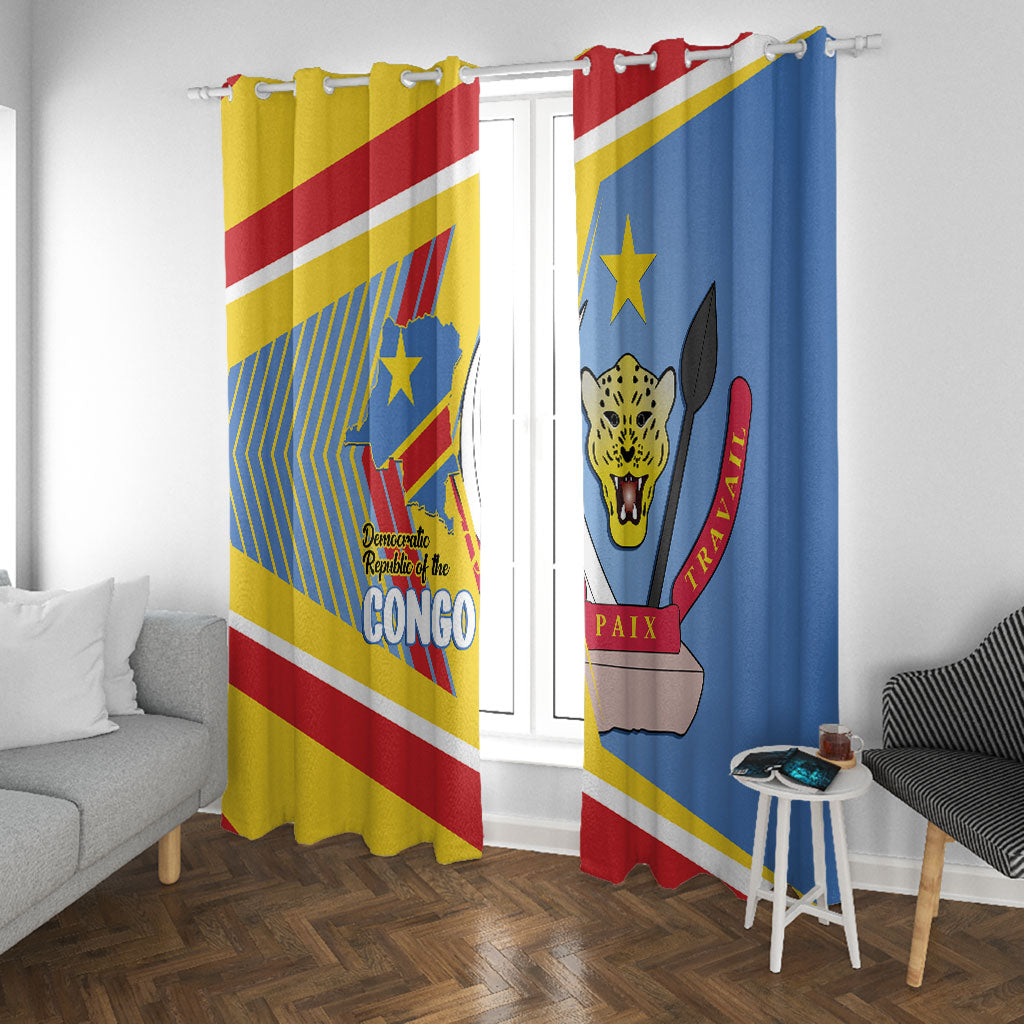 DR Congo Independence Day Window Curtain Congo-Kinshasa Coat Of Arms Style