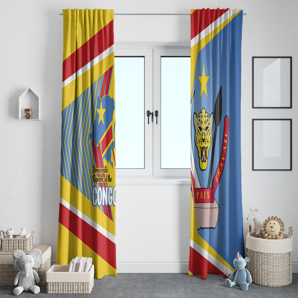 DR Congo Independence Day Window Curtain Congo-Kinshasa Coat Of Arms Style