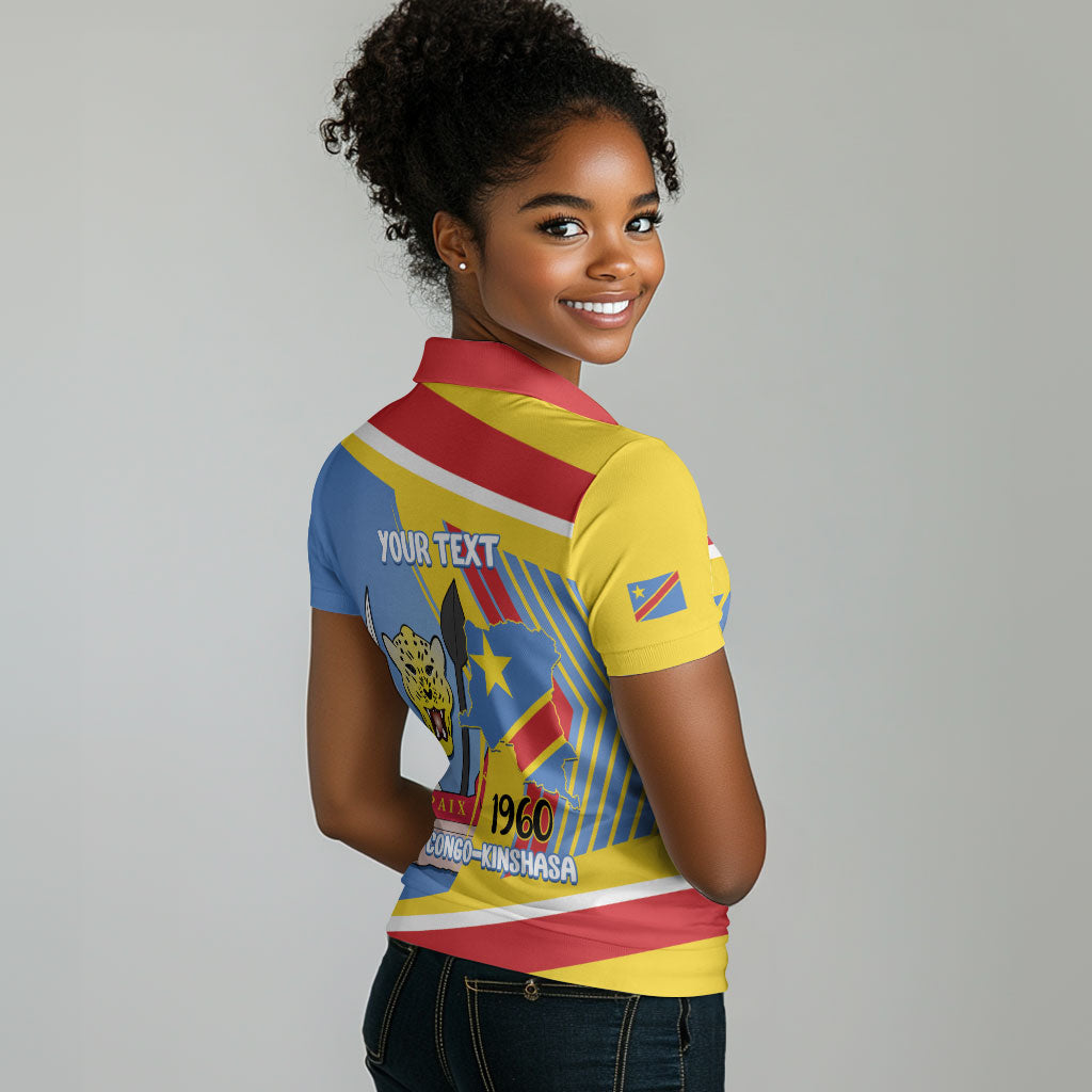 DR Congo Independence Day Personalized Women Polo Shirt Congo-Kinshasa Coat Of Arms Style
