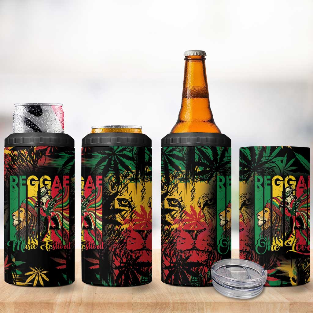 Jamaica Reggae Festival 4 in 1 Can Cooler Tumbler One Love Rastafari Culture - African Pride