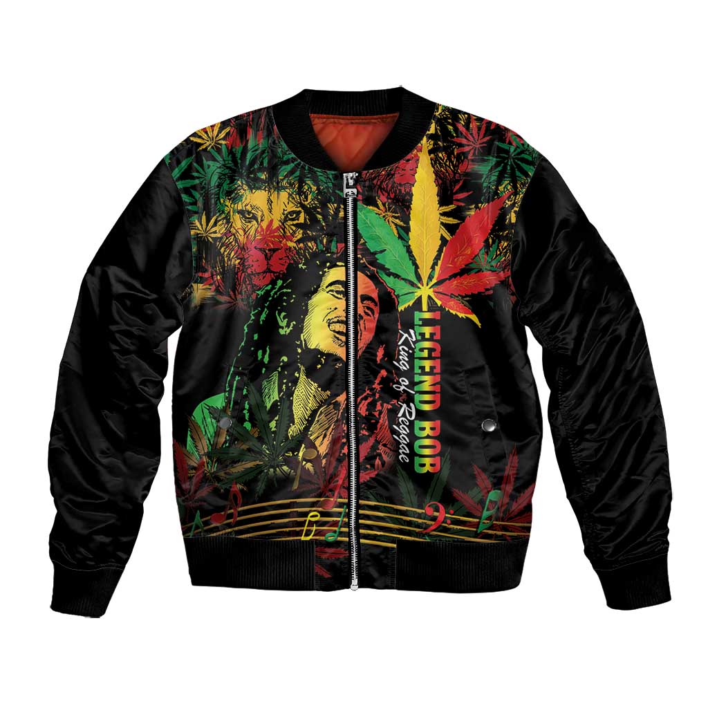 King Of Reggae Legend Bob Bomber Jacket Rasta Cannabis - African Pride