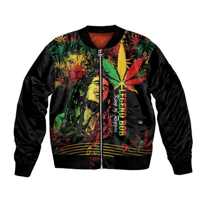 King Of Reggae Legend Bob Bomber Jacket Rasta Cannabis - African Pride