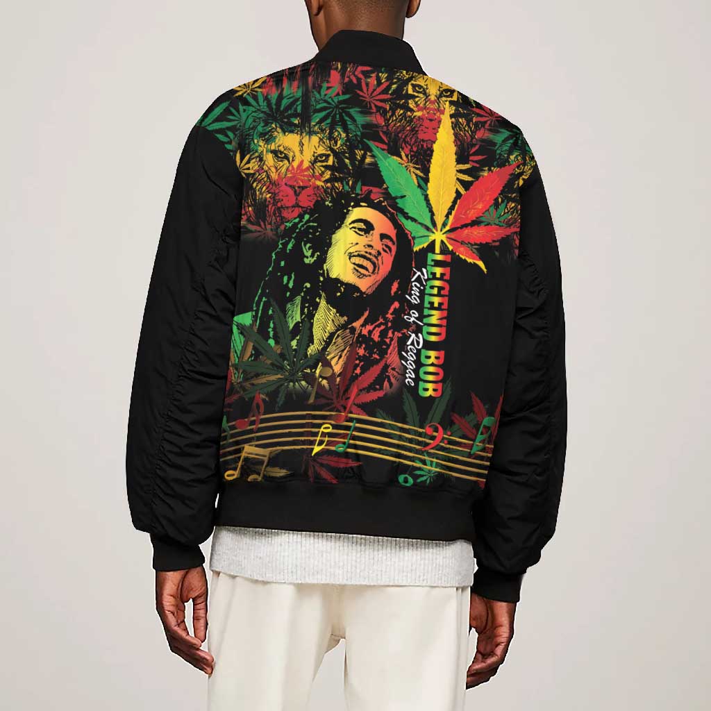 King Of Reggae Legend Bob Bomber Jacket Rasta Cannabis - African Pride