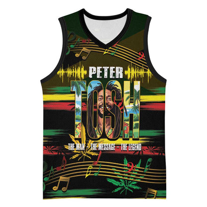 Jamaica Reggae Legend Tosh Basketball Jersey Cannabis Pattern LT14