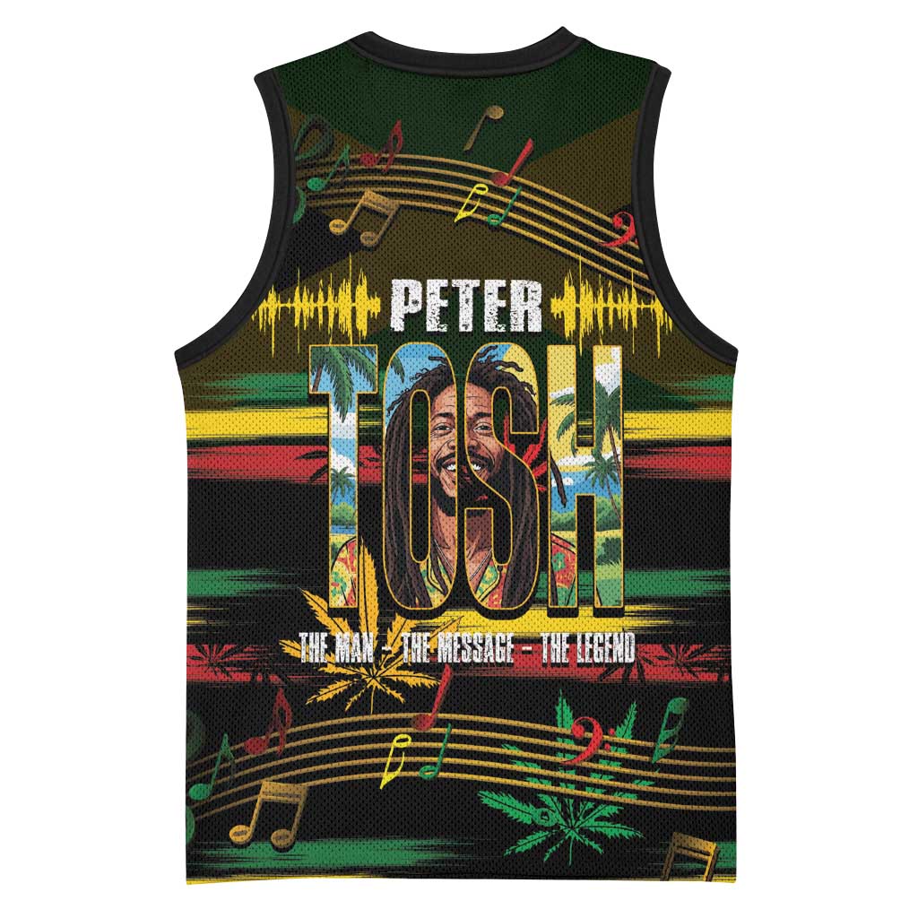 Jamaica Reggae Legend Tosh Basketball Jersey Cannabis Pattern LT14