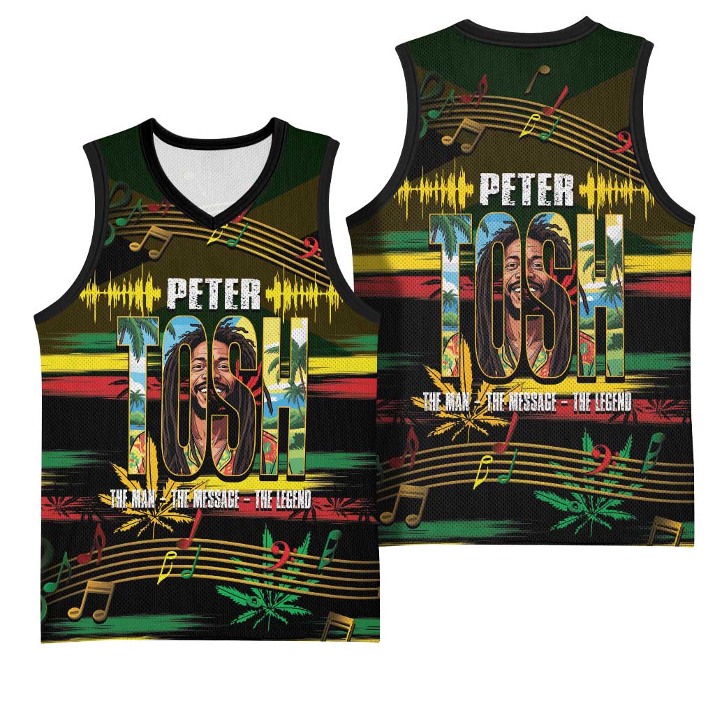 Jamaica Reggae Legend Tosh Basketball Jersey Cannabis Pattern LT14
