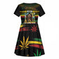 Jamaica Reggae Legend Tosh Kid Short Sleeve Dress Cannabis Pattern - African Pride