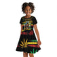 Jamaica Reggae Legend Tosh Kid Short Sleeve Dress Cannabis Pattern - African Pride
