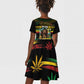 Jamaica Reggae Legend Tosh Kid Short Sleeve Dress Cannabis Pattern - African Pride