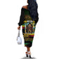 Jamaica Reggae Legend Tosh Off The Shoulder Long Sleeve Dress Cannabis Pattern - African Pride