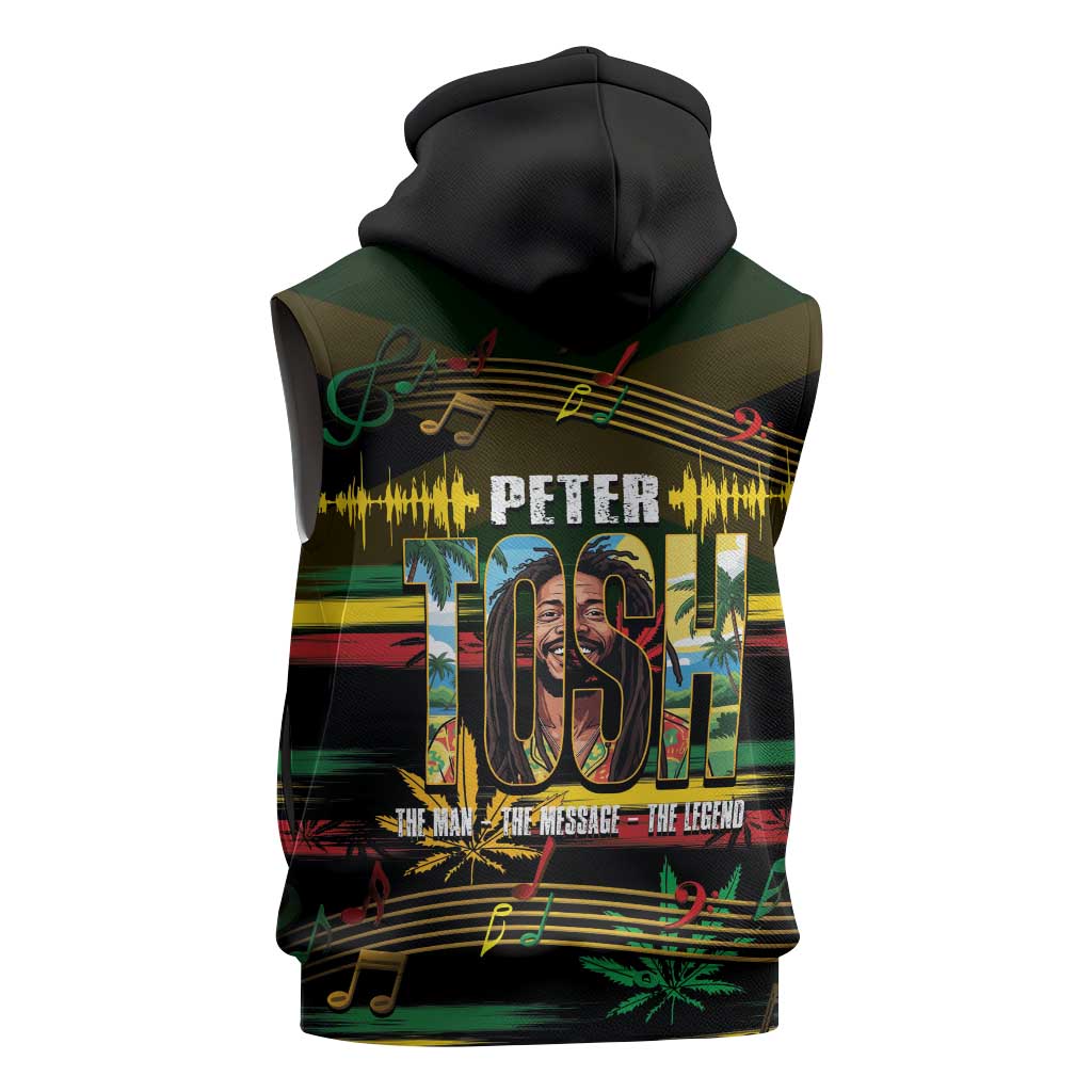 Jamaica Reggae Legend Tosh Sleeveless Zip Hoodie Cannabis Pattern - African Pride