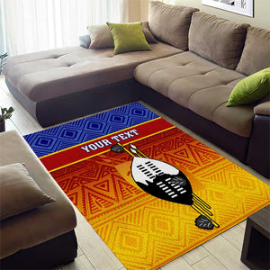 Personalised Eswatini Independence Day Area Rug Swaziland Nguni Shield Gradient African Pattern