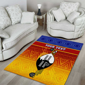 Personalised Eswatini Independence Day Area Rug Swaziland Nguni Shield Gradient African Pattern