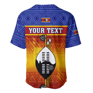 Personalised Eswatini Independence Day Baseball Jersey Swaziland Nguni Shield Gradient African Pattern