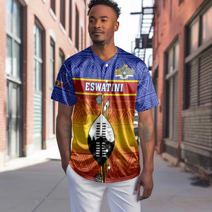 Personalised Eswatini Independence Day Baseball Jersey Swaziland Nguni Shield Gradient African Pattern