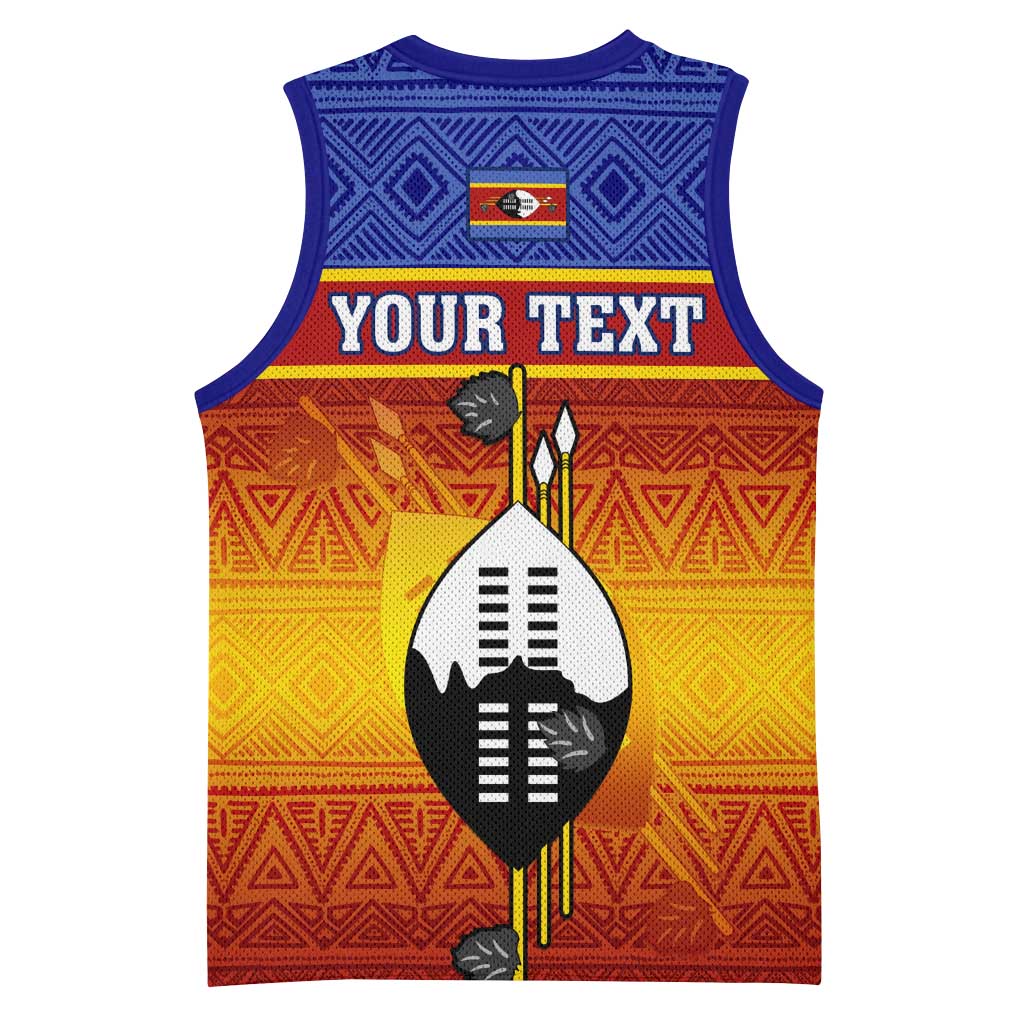 Personalised Eswatini Independence Day Basketball Jersey Swaziland Nguni Shield Gradient African Pattern LT14