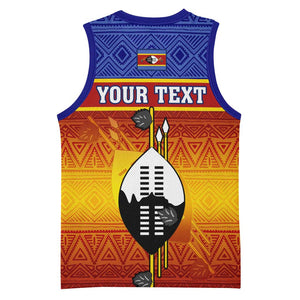 Personalised Eswatini Independence Day Basketball Jersey Swaziland Nguni Shield Gradient African Pattern LT14