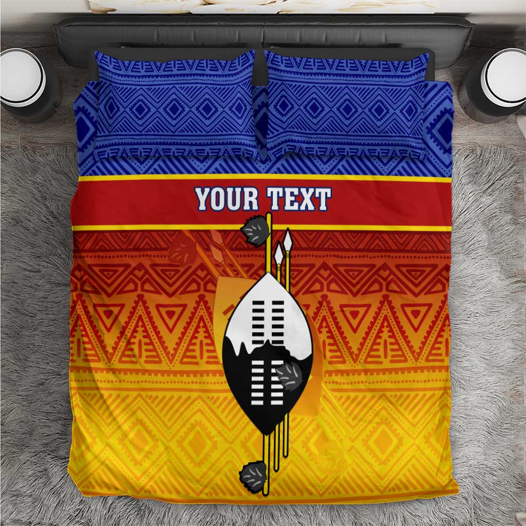 Personalised Eswatini Independence Day Bedding Set Swaziland Nguni Shield Gradient African Pattern