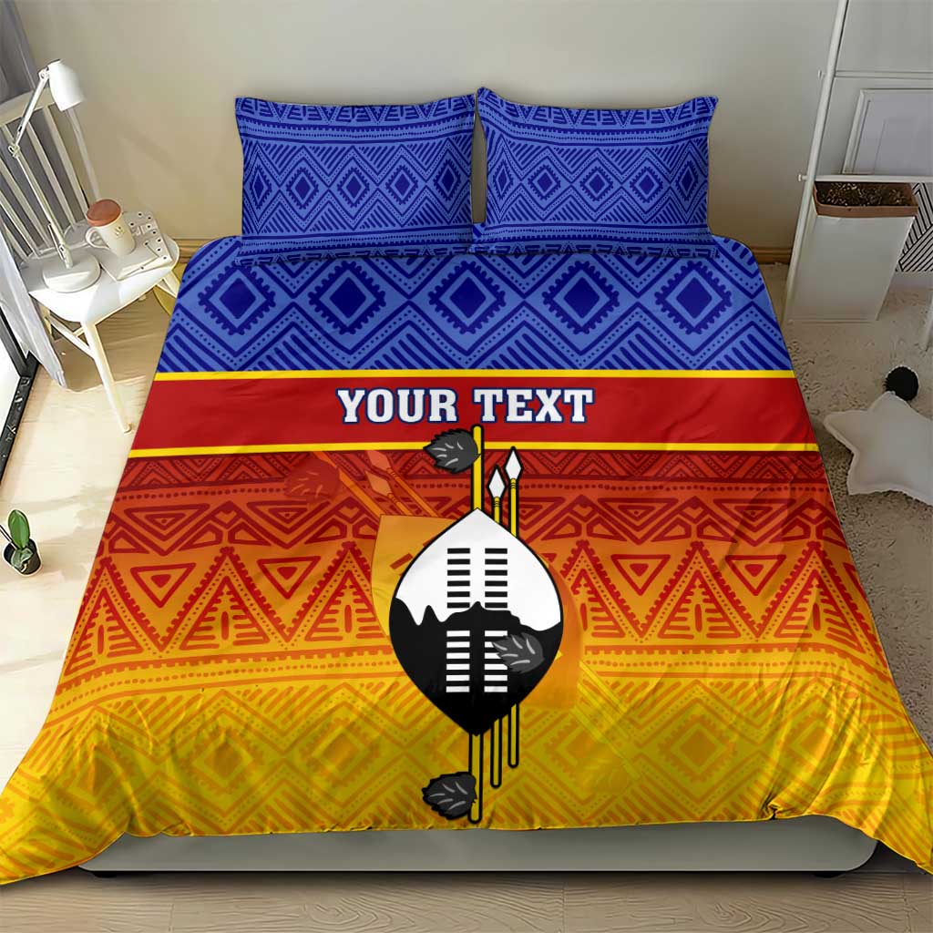 Personalised Eswatini Independence Day Bedding Set Swaziland Nguni Shield Gradient African Pattern