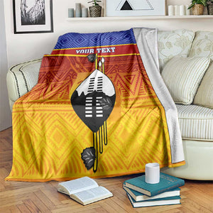 Personalised Eswatini Independence Day Blanket Swaziland Nguni Shield Gradient African Pattern