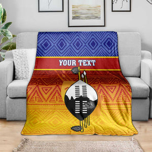 Personalised Eswatini Independence Day Blanket Swaziland Nguni Shield Gradient African Pattern