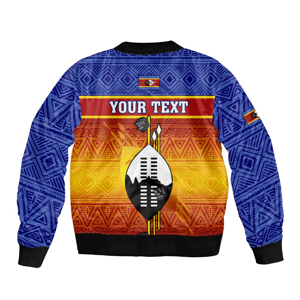 Personalised Eswatini Independence Day Bomber Jacket Swaziland Nguni Shield Gradient African Pattern