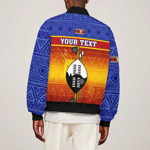 Personalised Eswatini Independence Day Bomber Jacket Swaziland Nguni Shield Gradient African Pattern