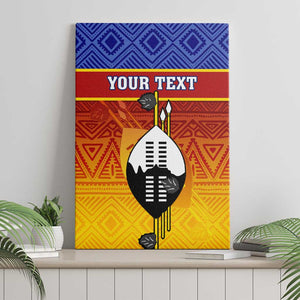 Personalised Eswatini Independence Day Canvas Wall Art Swaziland Nguni Shield Gradient African Pattern