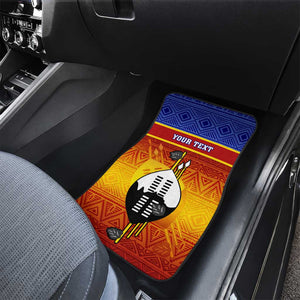 Personalised Eswatini Independence Day Car Mats Swaziland Nguni Shield Gradient African Pattern