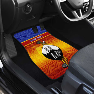 Personalised Eswatini Independence Day Car Mats Swaziland Nguni Shield Gradient African Pattern