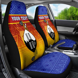 Personalised Eswatini Independence Day Car Seat Cover Swaziland Nguni Shield Gradient African Pattern