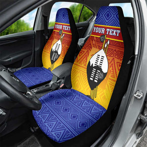 Personalised Eswatini Independence Day Car Seat Cover Swaziland Nguni Shield Gradient African Pattern