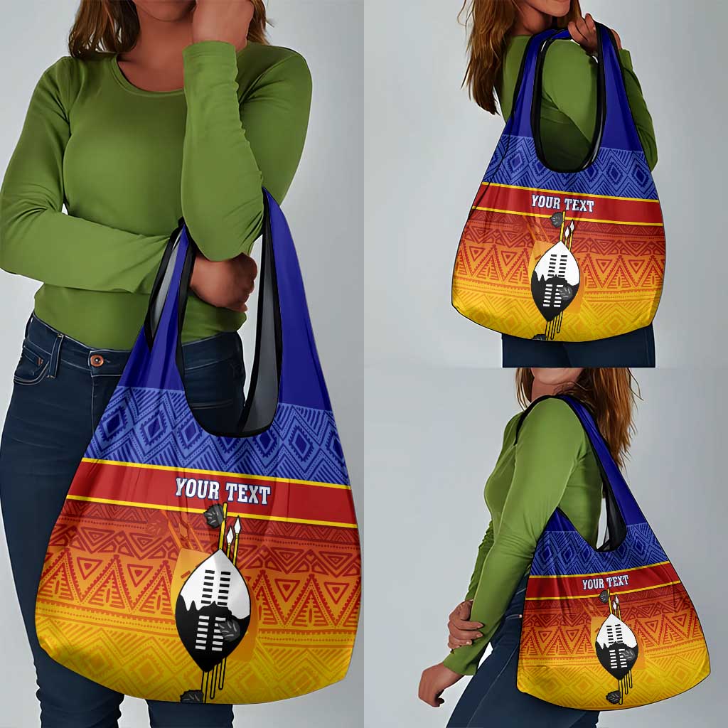 Personalised Eswatini Independence Day Grocery Bag Swaziland Nguni Shield Gradient African Pattern