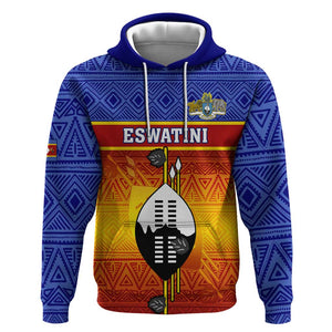 Personalised Eswatini Independence Day Hoodie Swaziland Nguni Shield Gradient African Pattern