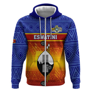 Personalised Eswatini Independence Day Hoodie Swaziland Nguni Shield Gradient African Pattern