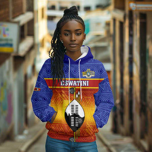 Personalised Eswatini Independence Day Hoodie Swaziland Nguni Shield Gradient African Pattern