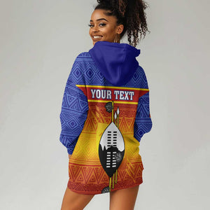 Personalised Eswatini Independence Day Hoodie Dress Swaziland Nguni Shield Gradient African Pattern