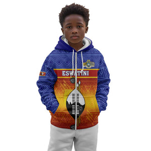 Personalised Eswatini Independence Day Kid Hoodie Swaziland Nguni Shield Gradient African Pattern