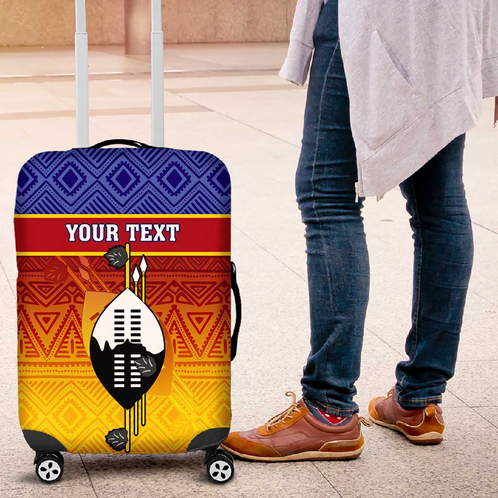 Personalised Eswatini Independence Day Luggage Cover Swaziland Nguni Shield Gradient African Pattern