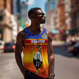 Personalised Eswatini Independence Day Men Tank Top Swaziland Nguni Shield Gradient African Pattern