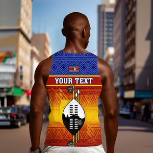 Personalised Eswatini Independence Day Men Tank Top Swaziland Nguni Shield Gradient African Pattern