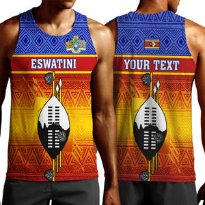 Personalised Eswatini Independence Day Men Tank Top Swaziland Nguni Shield Gradient African Pattern