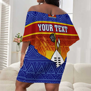 Personalised Eswatini Independence Day Off Shoulder Short Dress Swaziland Nguni Shield Gradient African Pattern LT14