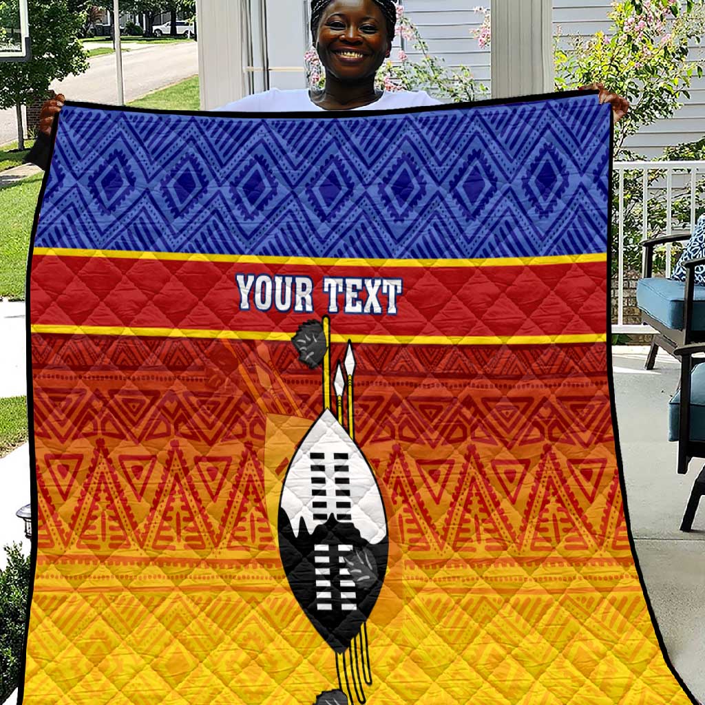 Personalised Eswatini Independence Day Quilt Swaziland Nguni Shield Gradient African Pattern