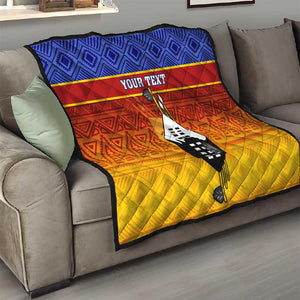 Personalised Eswatini Independence Day Quilt Swaziland Nguni Shield Gradient African Pattern